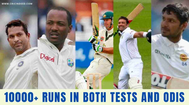 10000 runs in odi and test cricket