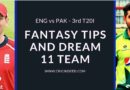 3rd T20 Eng vs Pak Dream11 Tips