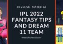 RR vs CSK 2022 Dream11 Predictions