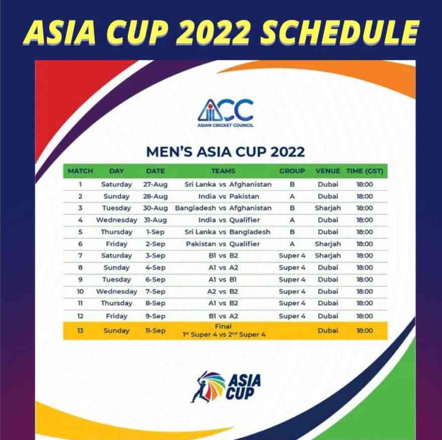 asia cup 2022 schedule