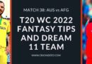aus vs afg t20 world cup 2022 dream11 predictions