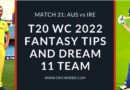 aus vs ire dream11 predictions
