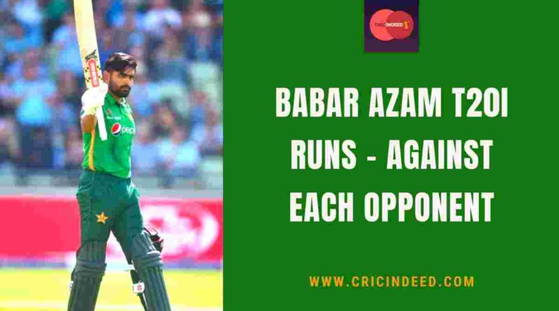 babar azam t20 runs against each team