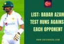 babar azam test runs against each team