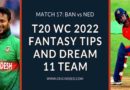 ban vs ned dream11 prediction