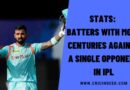 Stats: Batters with Most Centuries against a Single Opponent in IPL