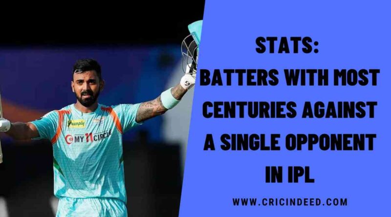 Stats: Batters with Most Centuries against a Single Opponent in IPL