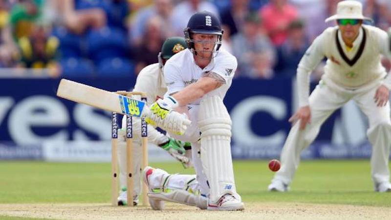 Ben Stokes playing a Sweep Shot