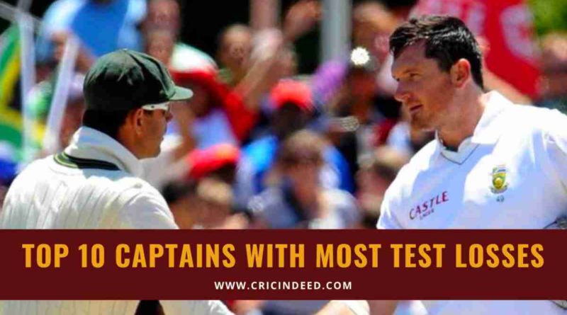 captains with most test losses