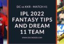 dc vs kkr dream11 prediction 2022