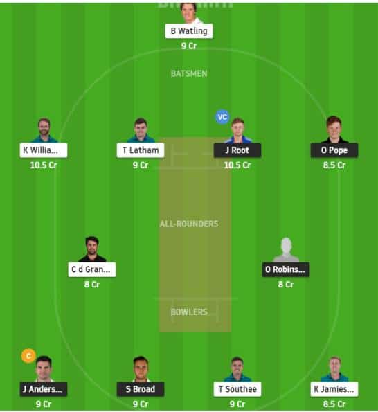 ENG VS NZ 1ST TEST DREAM11 TEAM