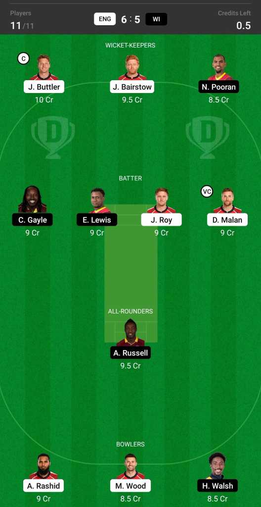 ENG vs WI Dream11 Team