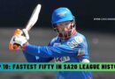 Top 10: Fastest Fifty in SA20 League History
