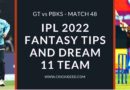 GT vs PBKS Dream11 prediction 2022