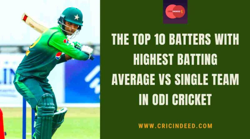 highest average vs single odi team