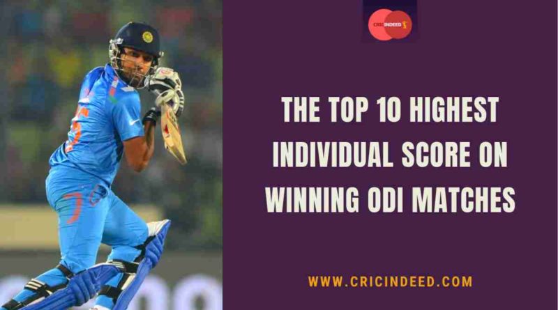 highest individual odi score on winning cause