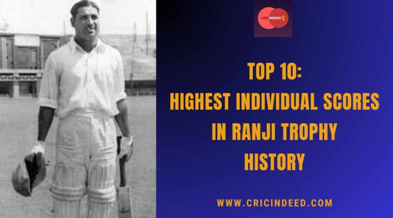 Top 10: Highest Individual Scores in Ranji Trophy History