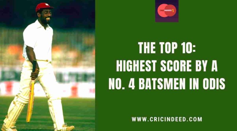 highest score by a no. 4 batsman in odi