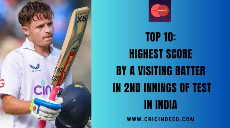 Highest Score by a Visiting Batter in 2nd Innings of Test in India