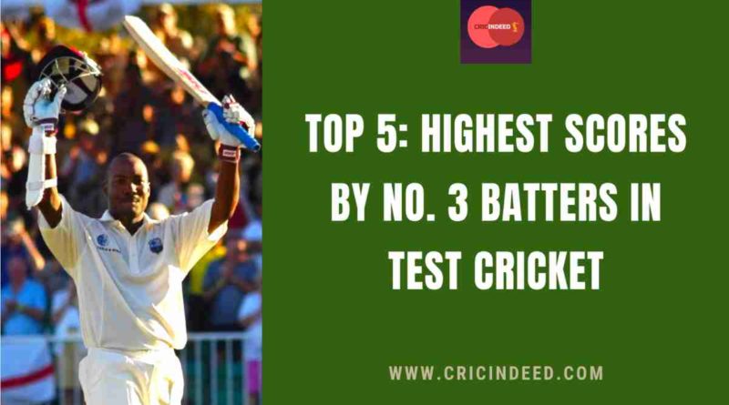 highest score by number 3 in test cricket