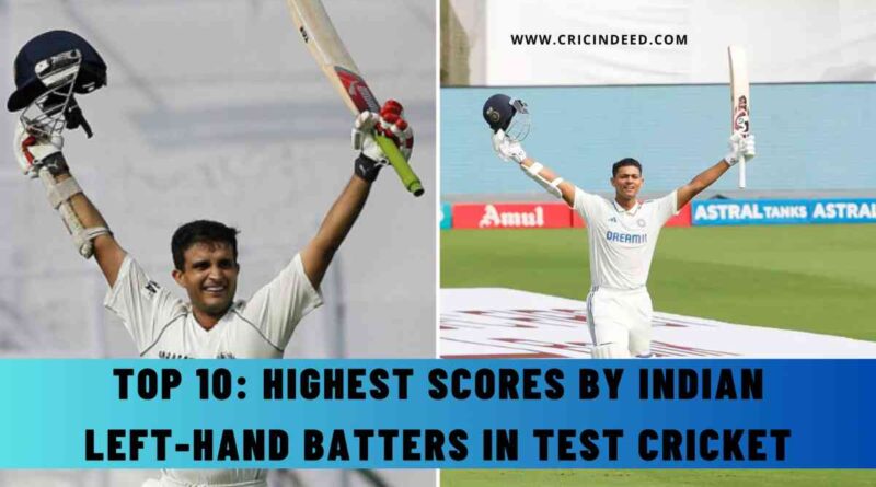 Top 10: Highest Scores by Indian Left-Hand Batters in Test Cricket