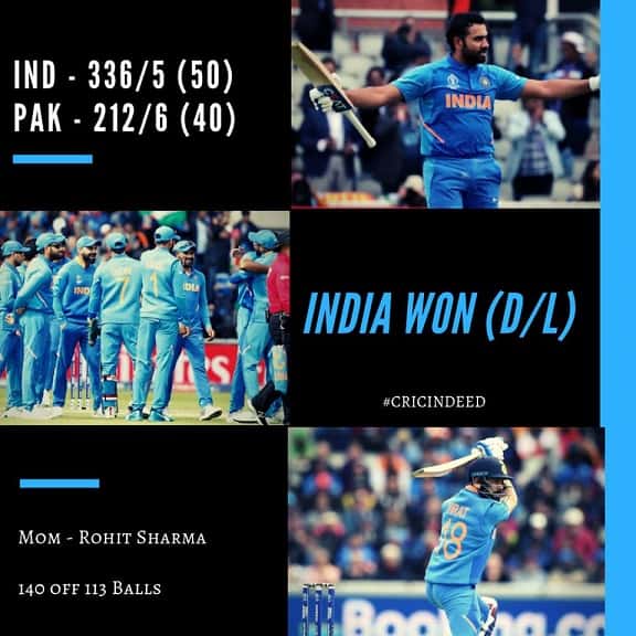 India beat Pakistan by 89 Runs in 2019 World Cup League stage