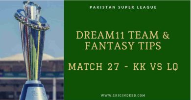 KK vs LQ dream 11 team