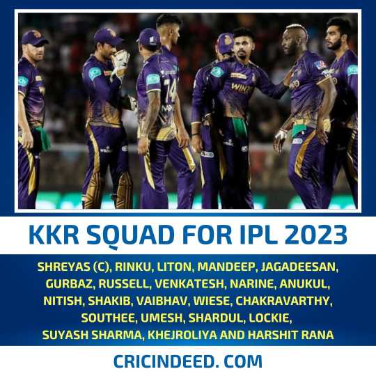 KKR 2023 Squad