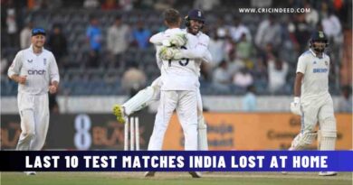 Last 10 Test Matches India Lost at Home