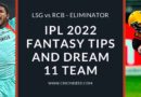 LSG VS RCB 2022 ELIMINATOR IPL DREAM11 PREDICTION