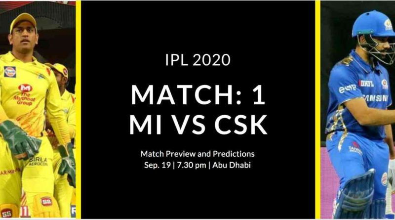 MI vs CSK IPL 2020 Match Preview