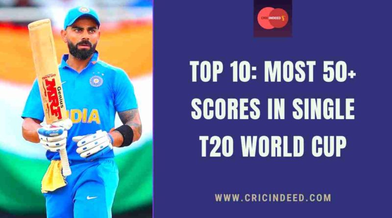 most 50+ scores in a single T20 world cup