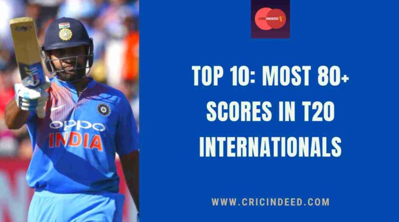 most 80+ scores in t20s