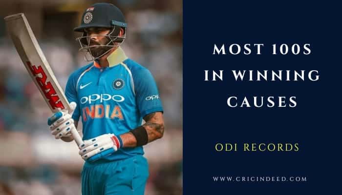 Most Centuries in winning cause in ODI