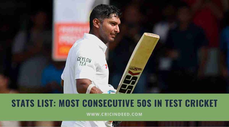 most fifties in consecutive test innings