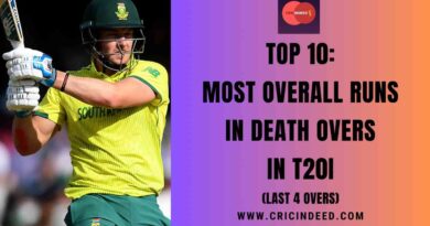 Most Overall Runs in Death Overs in T20I