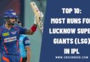 Top 10: Most Runs for Lucknow Super Giants (LSG) in IPL History