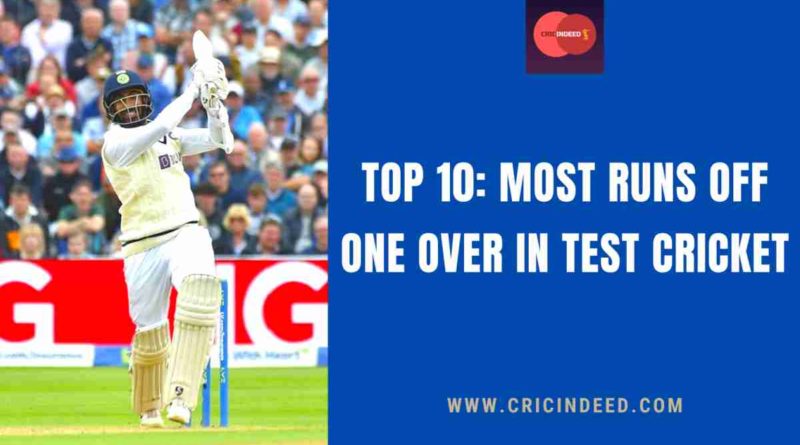 most runs off single over in Test