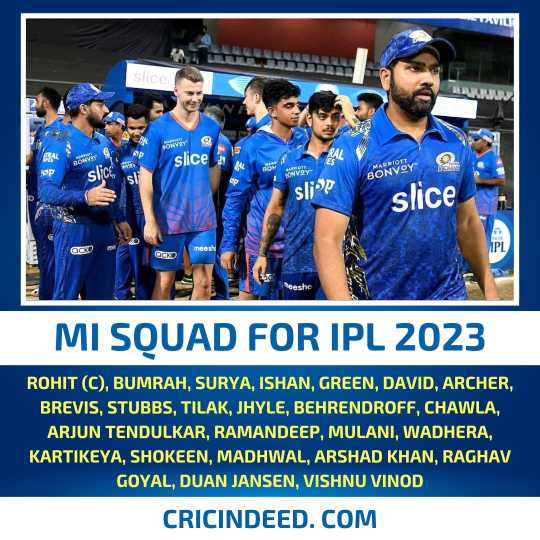 Mumbai Indians 2023 Squad