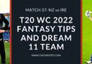 NZ VS IRE DREAM11 PREDICTIONS T20 World CUp 2022