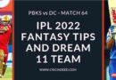 pbks vs dc 2022 dream11 team predictions