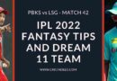 pbks vs lsg dream11 2022 predictions