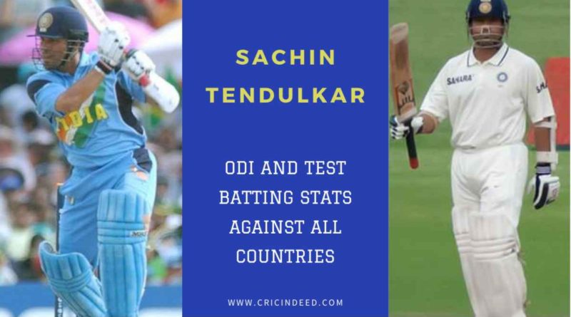 Sachin Tendulkar Batting stats against all countries