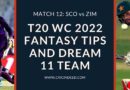 scotland vs zimbabwe match 12 dream11 team predictions