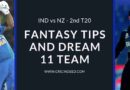 IND vs NZ 2nd T20 Dream11 Prediction
