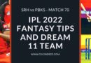 srh vs pbks 2022 dream11 predictions