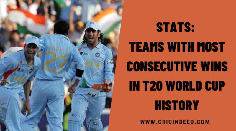 Stats: Teams with Most Consecutive Wins in T20 World Cup History