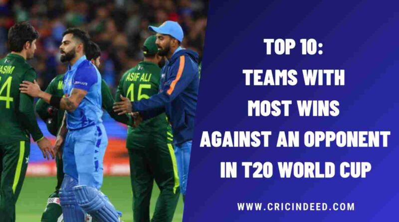 Top 10: Teams with Most Wins against an Opponent in T20 World Cup