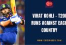 virat t20 runs against each country