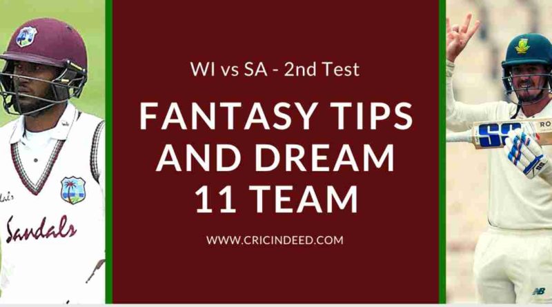 WI vs SA 2nd Test Dream11 Prediction